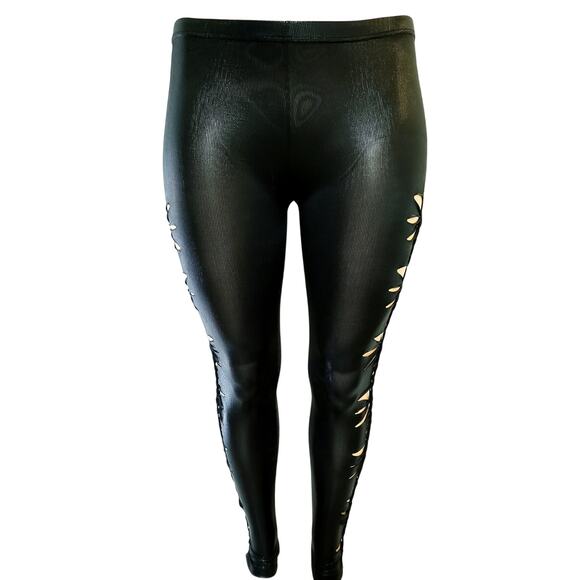 CHEEKY LEGS - XL/2XL - Junior/Women Super Sexy Cut Black Weaved Leggings, Fun - Picture 3 of 6